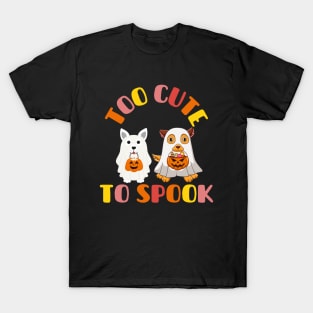Too Cute To Spook Funny Retro Halloween Ghost Dog Lover T-Shirt